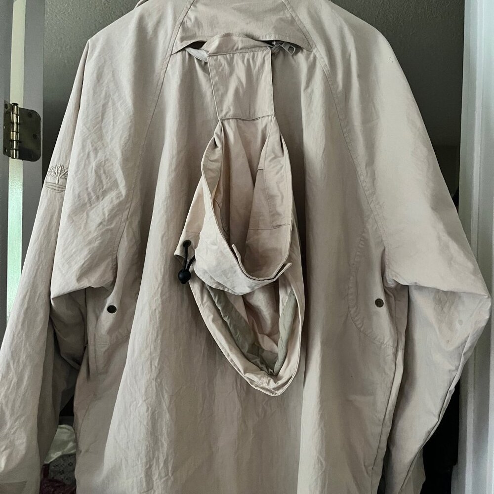 Timberland Weather Gear w/ hood  Zip Up Button Up Beige Collared Jacket  SZ M - Picture 2 of 11